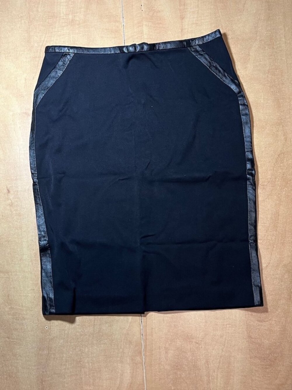 H&M Black Pencil Skirt with Faux-Leather Trim